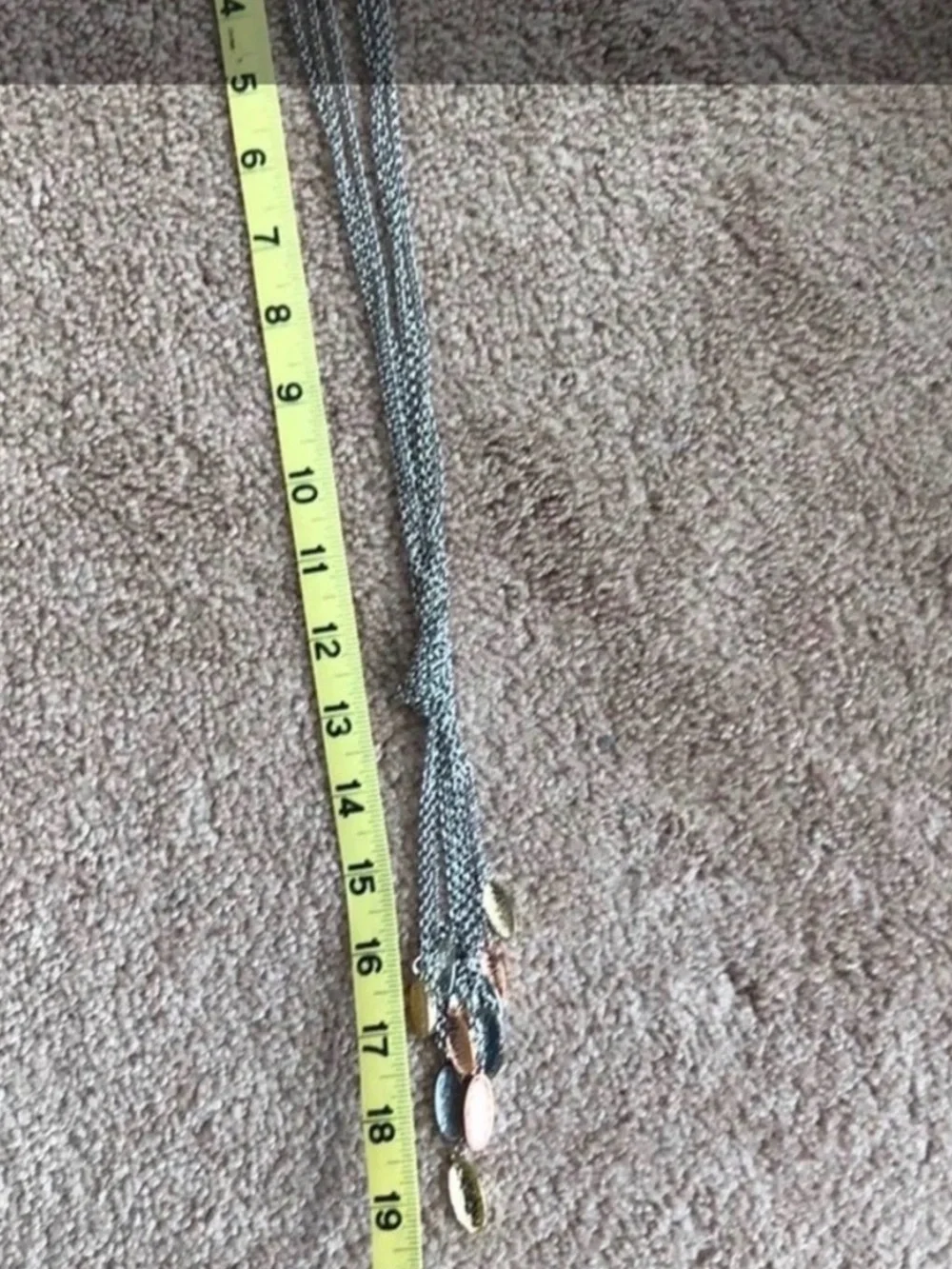 Long Multi Strand Silver Lariat Necklace Mixed Metal Disc Dangle Statement